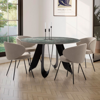 Zalcor - Table à manger 6 personnes ronde en céramique