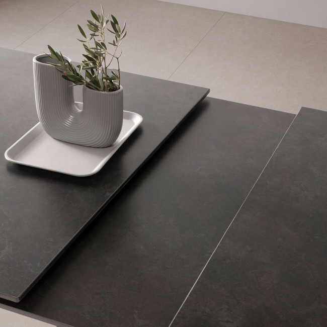 Mystara - Table à manger extensible 6 à 8 personnes en céramique et métal 150-200x85cm
