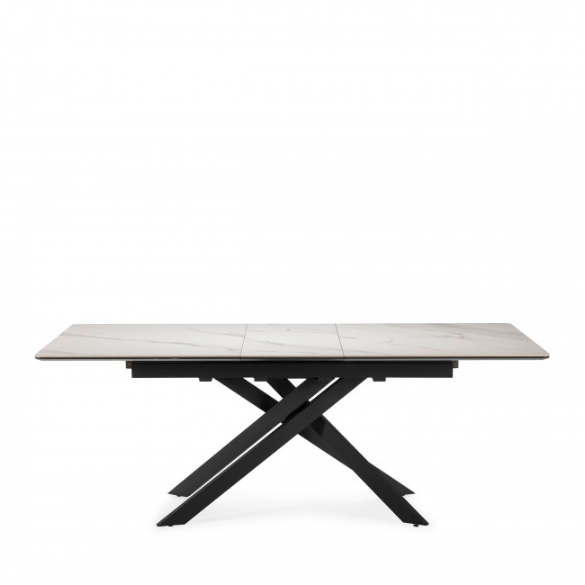 Kelmor - Table à manger extensible 6 à 8 personnes en céramique et métal 160-200x89,5cm