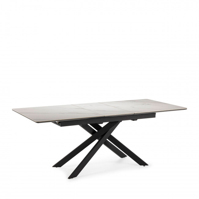 Kelmor - Table à manger extensible 6 à 8 personnes en céramique et métal 160-200x89,5cm