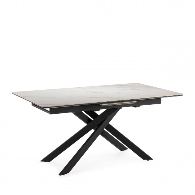 Kelmor - Table à manger extensible 6 à 8 personnes en céramique et métal 160-200x89,5cm