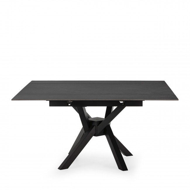 Table à Manger Extensible ELIAD Effet Marbré Noir - 6/8 Personnes, Plateau 120/180x90 Cm, Hauteur 76 Cm, Pour Salle à Manger Moderne
