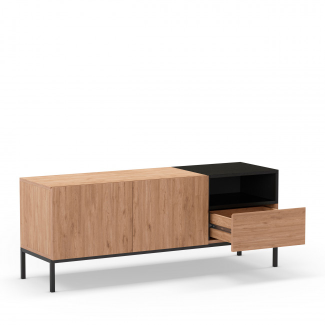 Austin - Meuble TV 2 portes 1 tiroir en bois et métal L140cm