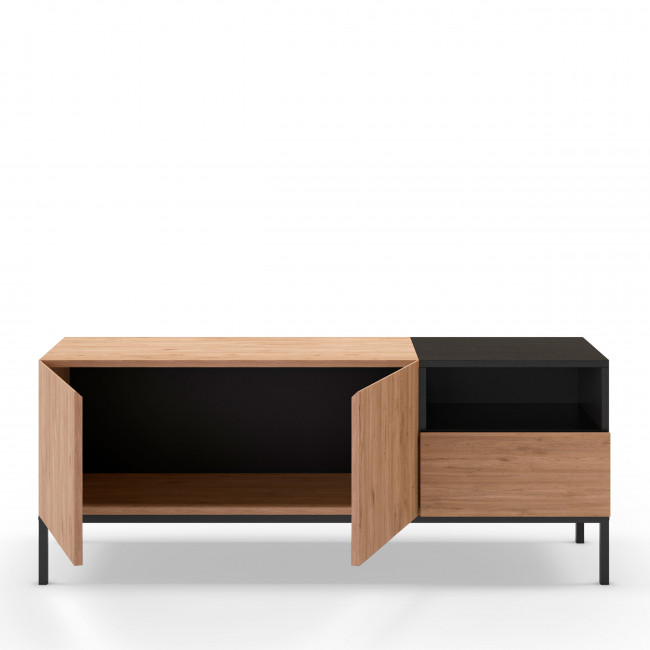 Austin - Meuble TV 2 portes 1 tiroir en bois et métal L140cm