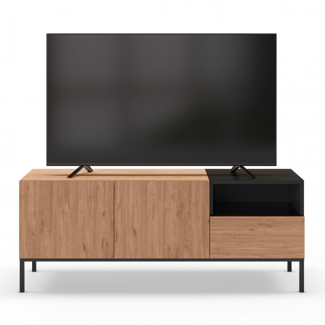 Austin - Meuble TV 2 portes 1 tiroir en bois et métal L140cm
