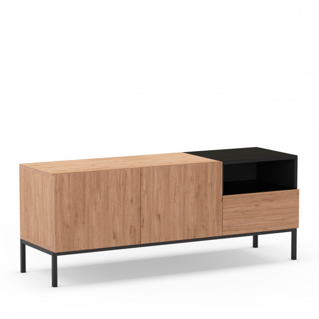 Austin - Meuble TV 2 portes 1 tiroir en bois et métal L140cm