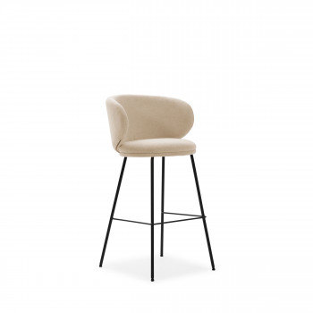 Havel - Lot de 2 tabourets de bar en tissu et métal H65cm