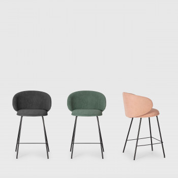 Havel - Lot de 2 tabourets de bar en tissu et métal H65cm