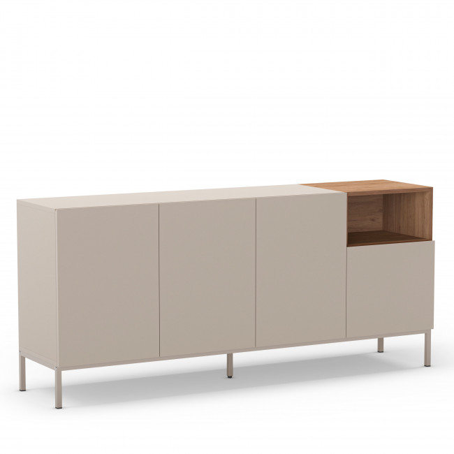 Quenor - Buffet 4 portes en bois et métal L180cm