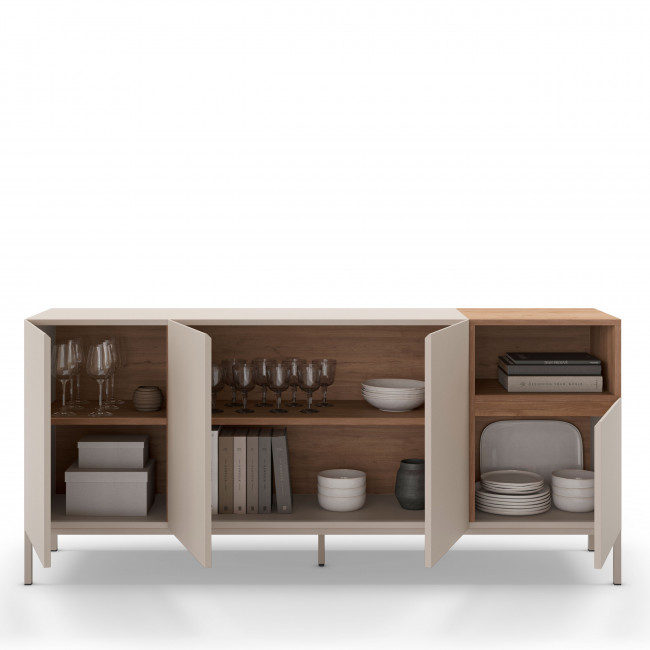 Quenor - Buffet 4 portes en bois et métal L180cm