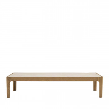 Kielce - Table basse en effet travertin et bois