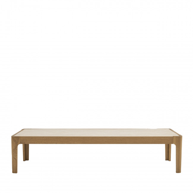 Kielce - Table basse en effet travertin et bois