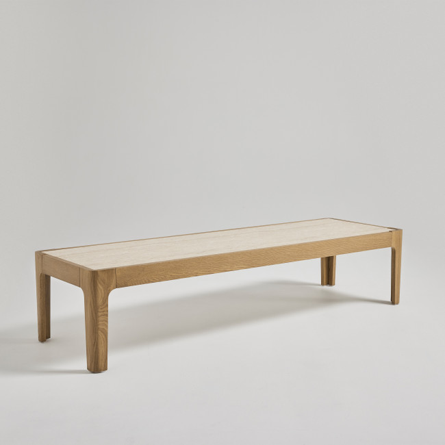 Kielce - Table basse en effet travertin et bois