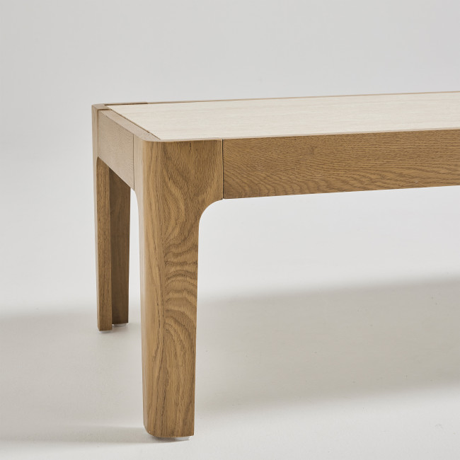 Kielce - Table basse en effet travertin et bois