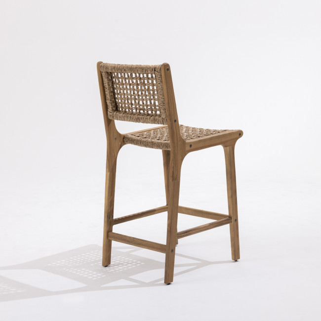 Lexia - Lot de 2 tabourets de bar en bois d'acacia et résine tressée H76cm