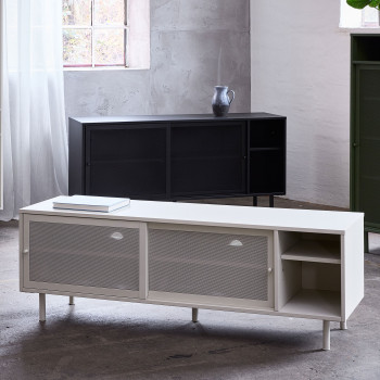 Kiso - Meuble TV 2 portes, 2 niches en métal L160cm