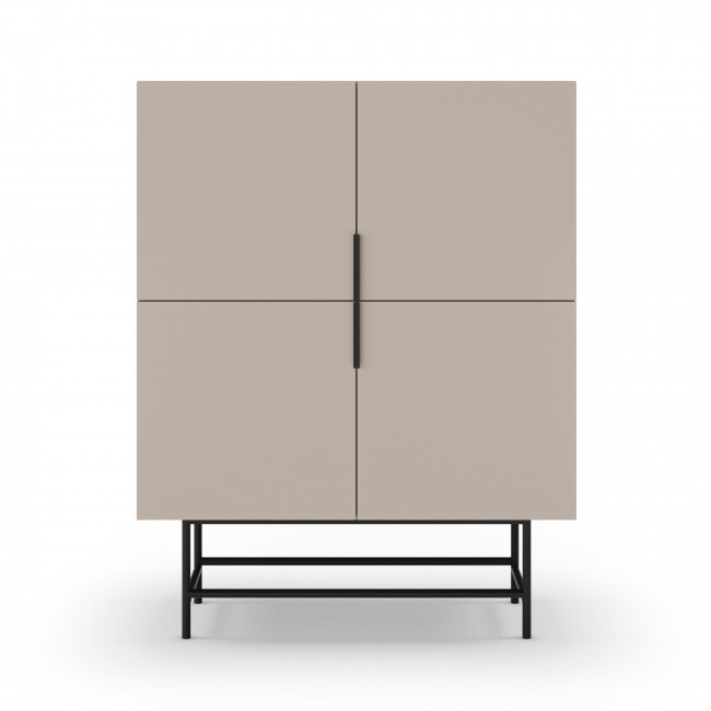 Vintara - Buffet haut 4 portes en bois et métal H128cm