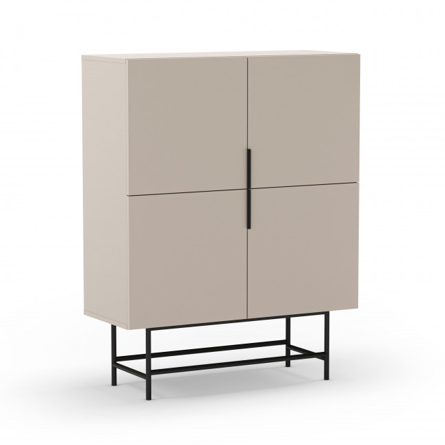 Vintara - Buffet haut 4 portes en bois et métal H128cm