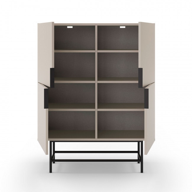 Vintara - Buffet haut 4 portes en bois et métal H128cm