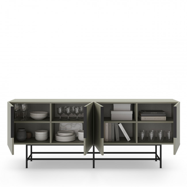 Vintara - Buffet 4 portes en bois et métal L200cm