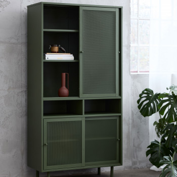 Kiso - Vaisselier 4 portes, 2 niches en métal H180cm