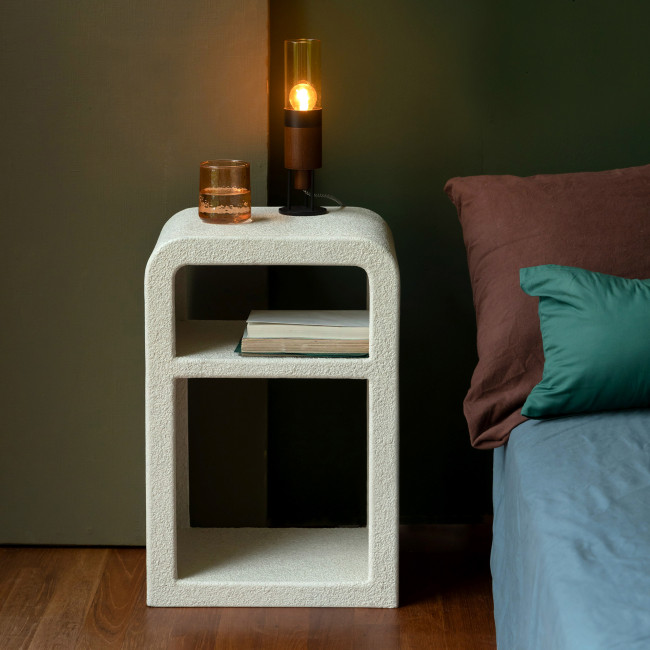Veda - Table de chevet 2 niches finition marbre recyclé