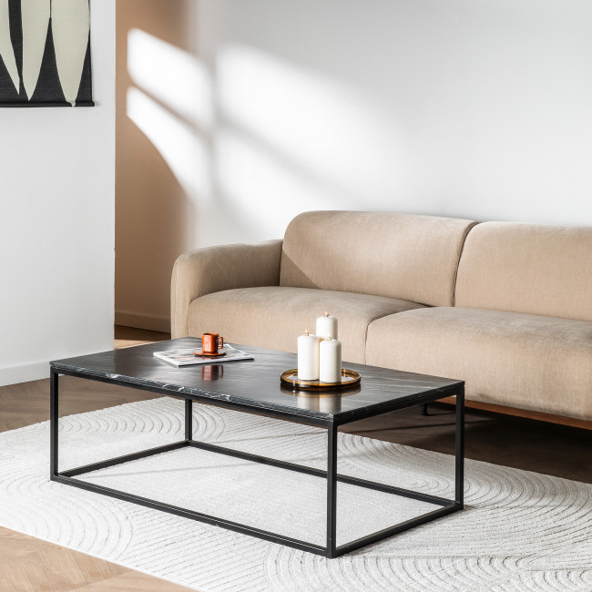 Saku - Table basse en marbre blanc et métal 120x65cm