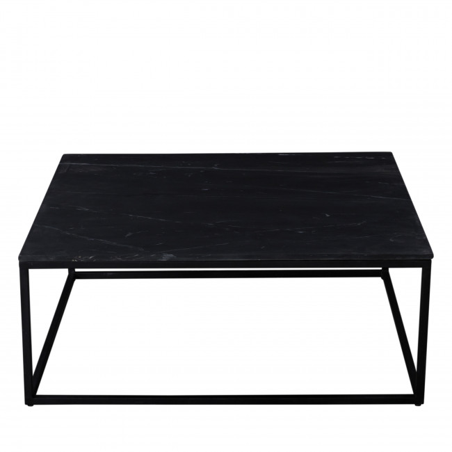 Saku - Table basse carrée en marbre blanc et métal 100x100cm