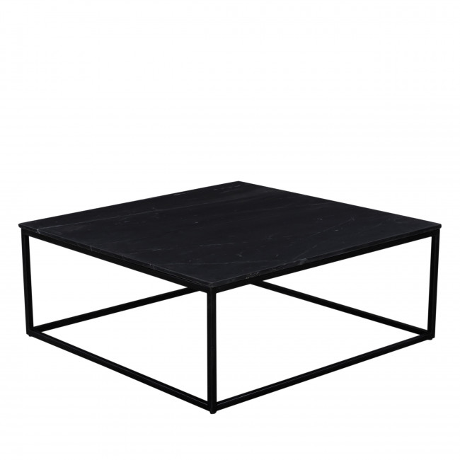 Saku - Table basse carrée en marbre blanc et métal 100x100cm