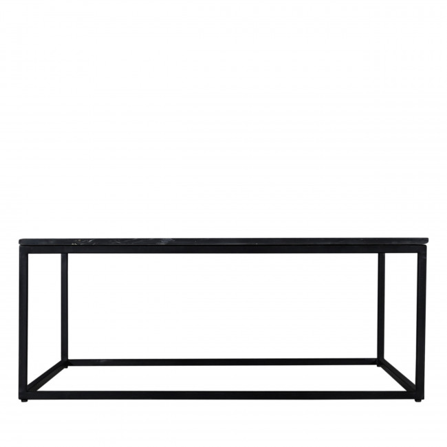 Saku - Table basse carrée en marbre blanc et métal 100x100cm