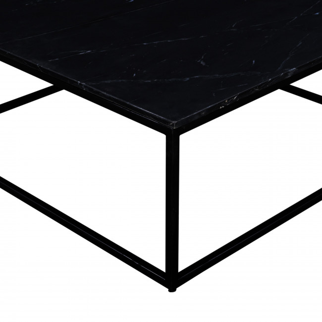 Saku - Table basse carrée en marbre blanc et métal 100x100cm