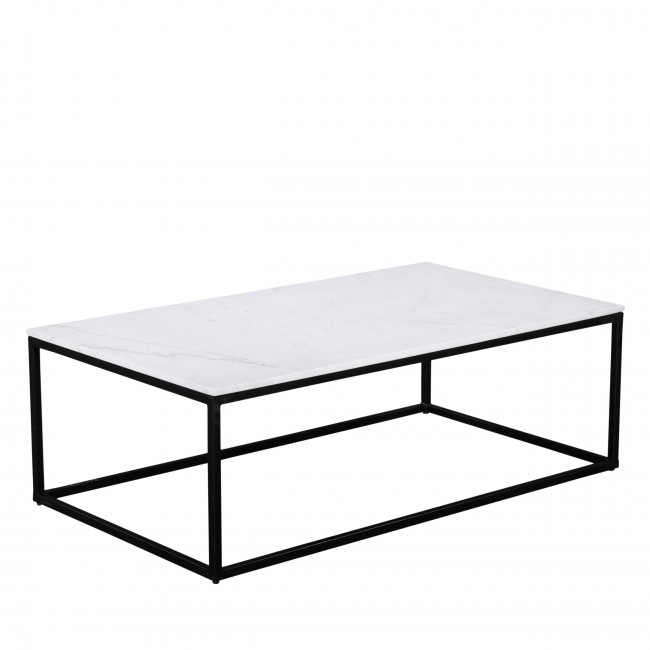 Saku - Table basse en marbre blanc et métal 120x65cm