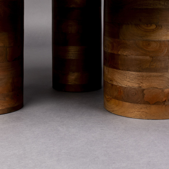 Suki - Lot de 3 tables basses organiques gigognes en marbre et bois