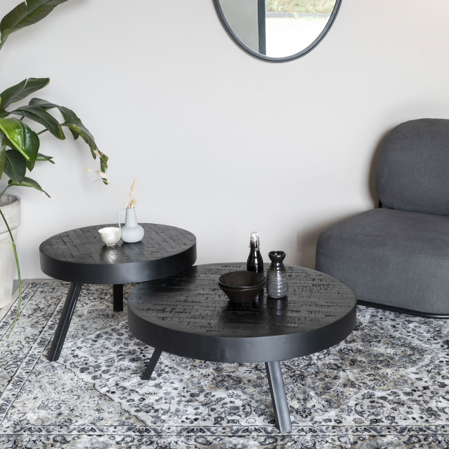 Suri - Table basse ronde ø74 cm en teck recyclé Large