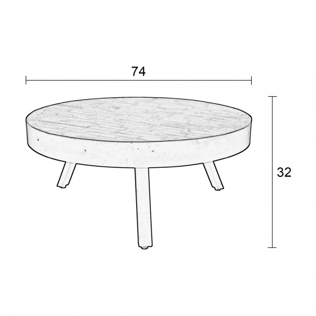 Suri - Table basse ronde ø74 cm en teck recyclé Large