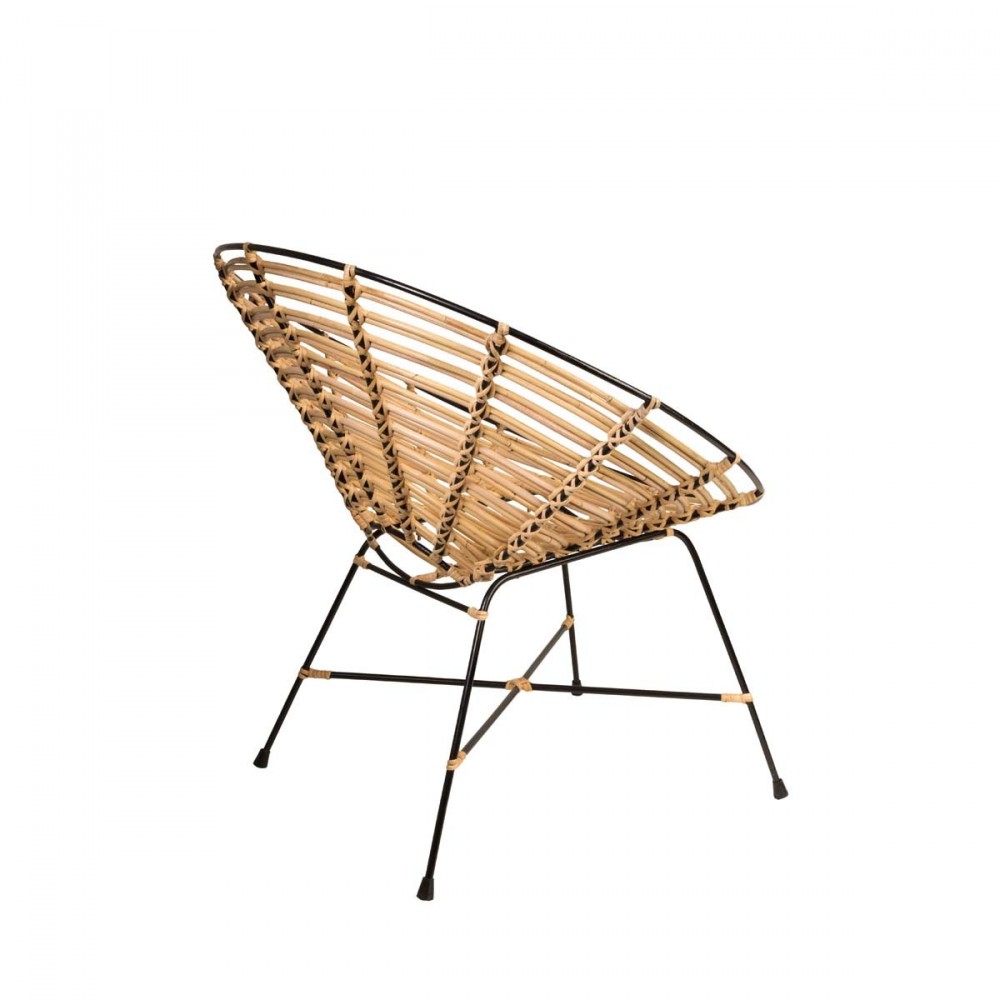 fauteuil rond metal et rotin kubu