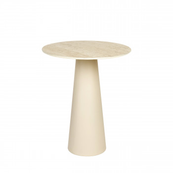 Joya - Table d'appoint ronde effet travertin ø40cm H52cm