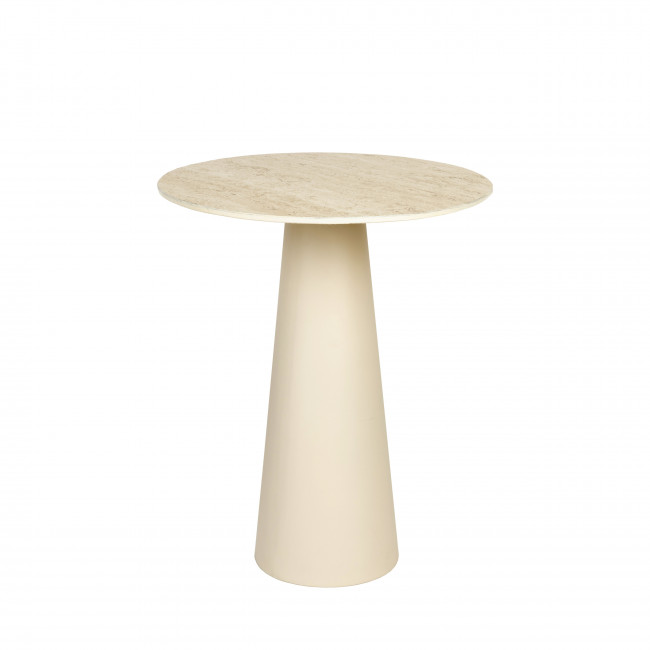 Joya - Table d'appoint ronde effet travertin ø40cm H52cm