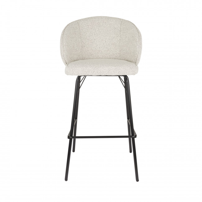 Joa - Lot de 2 tabourets de bar en tissu bouclette et métal H75cm