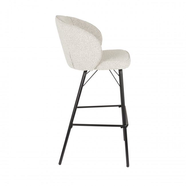 Joa - Lot de 2 tabourets de bar en tissu bouclette et métal H75cm