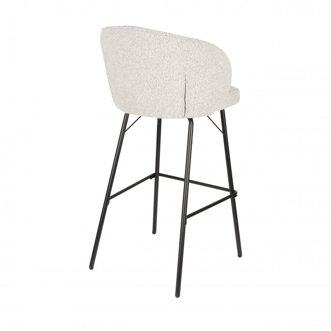 Joa - Lot de 2 tabourets de bar en tissu bouclette et métal H75cm