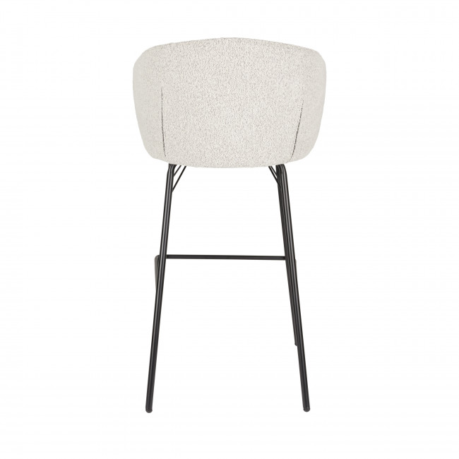 Joa - Lot de 2 tabourets de bar en tissu bouclette et métal H75cm