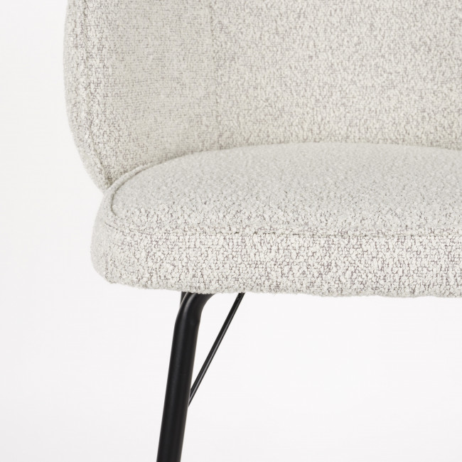 Joa - Lot de 2 tabourets de bar en tissu bouclette et métal H75cm