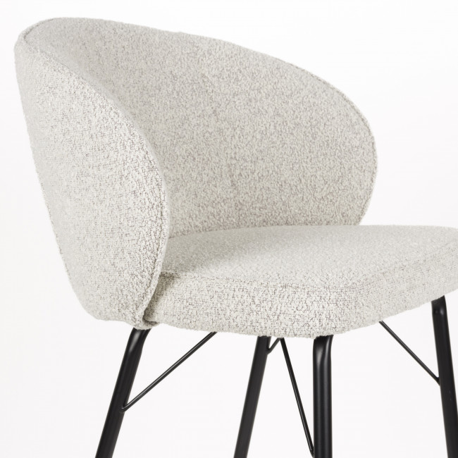 Joa - Lot de 2 tabourets de bar en tissu bouclette et métal H75cm