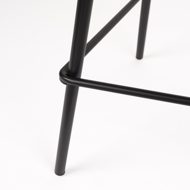 Joa - Lot de 2 tabourets de bar en tissu bouclette et métal H75cm