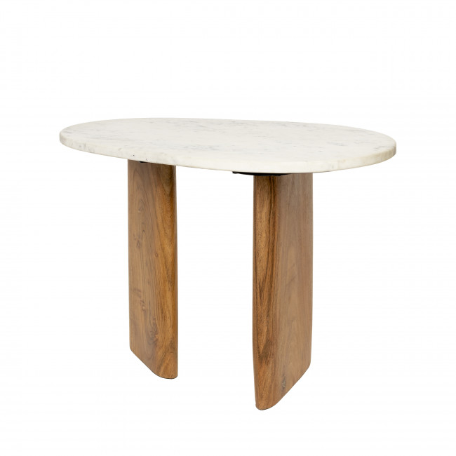 Tanda - Table d'appoint organique en marbre et bois 37x56cm