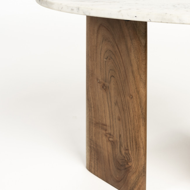 Tanda - Table d'appoint organique en marbre et bois 37x56cm