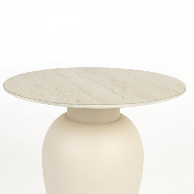 Karula - Table d'appoint ronde effet travertin ø50cm