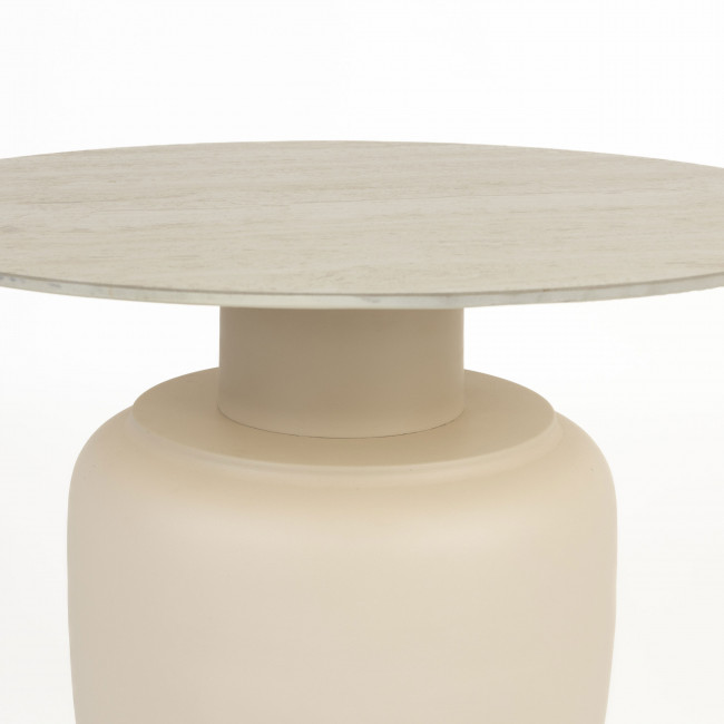 Karula - Table basse ronde effet travertin ø60cm