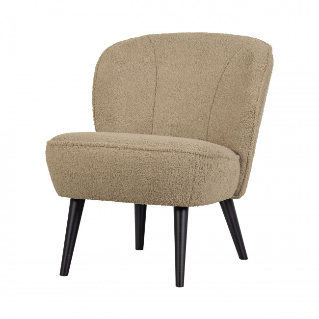 Sara - Fauteuil en tissu bouclette pieds noirs